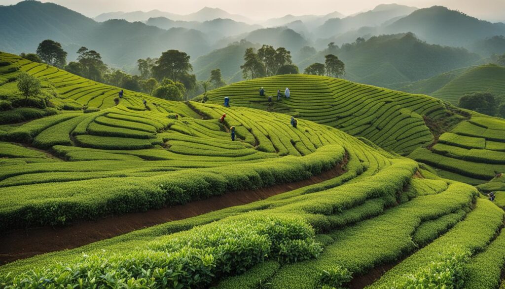 hand-picking tea