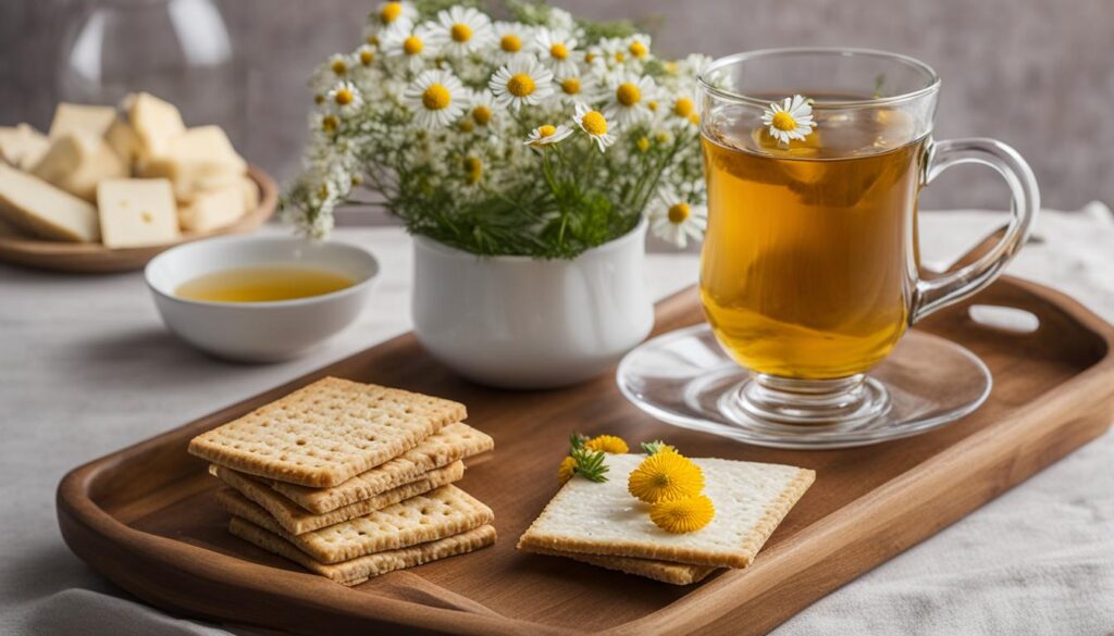 Chamomile Tea with Light Snacks and Peppermint Tea with Mediterranean Meals