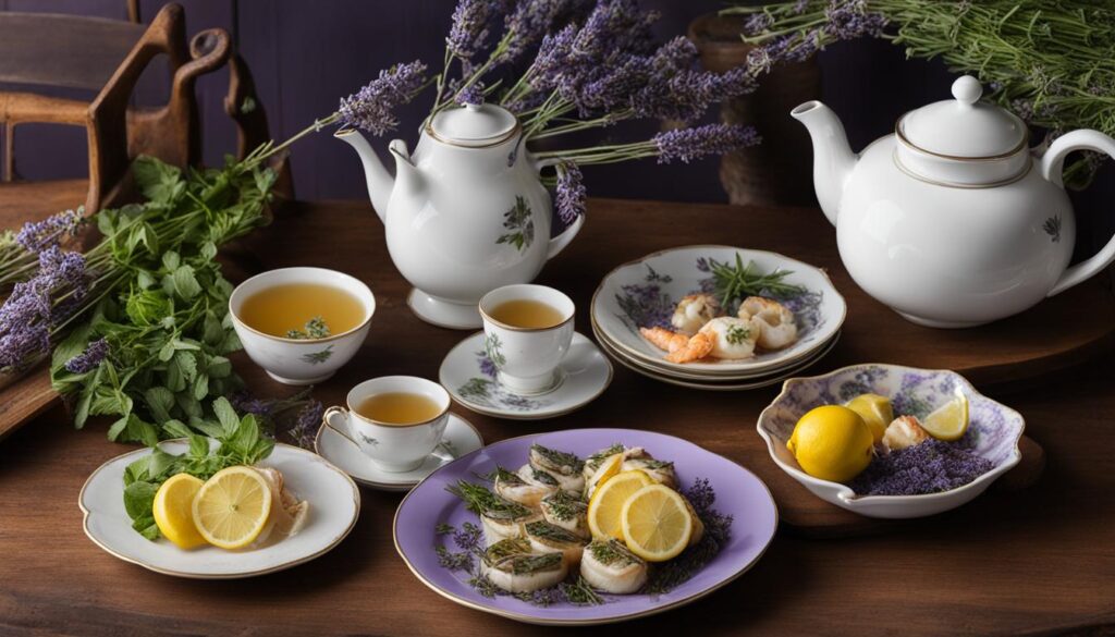 Lemon Balm Tea with Seafood and Lavender Tea with French Dishes