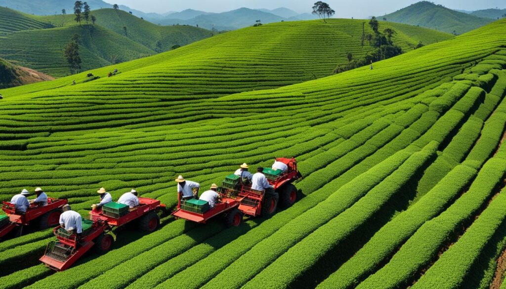 large-scale mechanized tea production