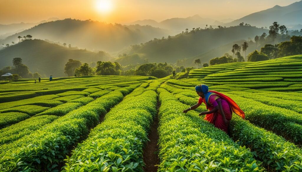 tea harvest in Sri Lanka and Nepal