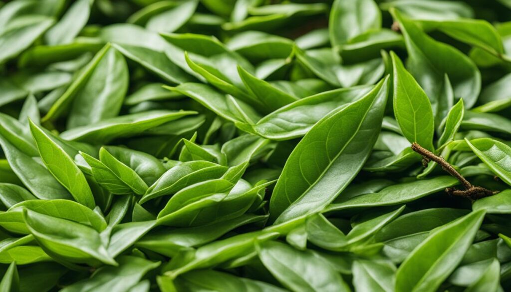 white and green tea leaves