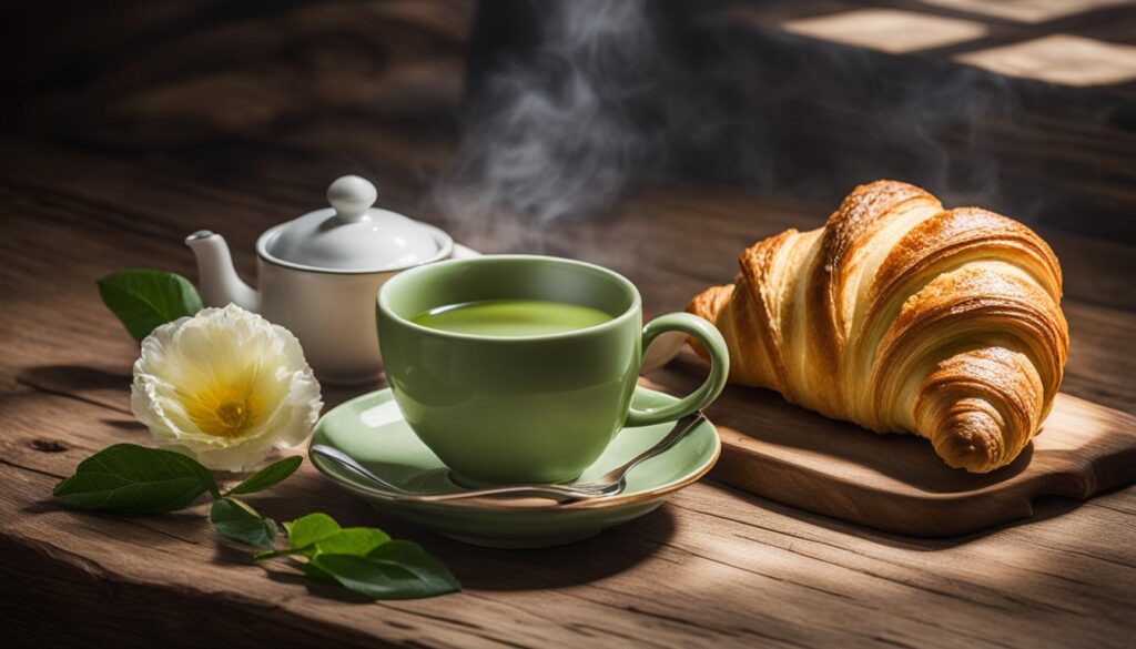 Green Tea with Croissants