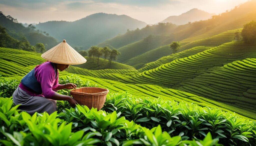 Hand Harvesting Tea Leaves